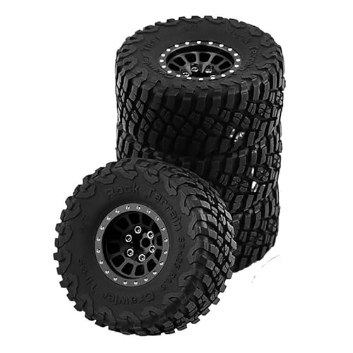 TRX4M 4PCS Metall 1 Zoll Räder mit Reifen Upgrade Hub Reifen Set for 1/18 RC Crawler Auto Traxxas TRX4-M Defender Bronco SCX24 FMS(4pcs A Black) von AFCAHEH