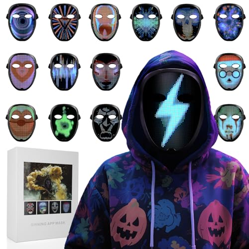 AFDEAL LED-Halloween-Maske, App-gesteuertes Display, anpassbare Lichtmuster, LED-beleuchtete Halloween-Maske für Kostüm, Halloween-Maskenball, Cosplay, Geburtstagsparty AFDEAL LED-Halloween-Maske, App-gesteuertes Display, anpassbare Lichtmuster, LED-beleuchtete Halloween-Maske für Kostüm, Halloween-Maskenball, Cosplay, Geburtstagsparty von AFDEAL