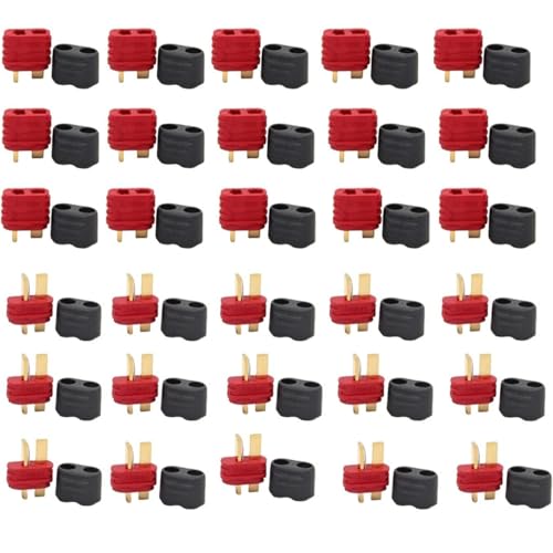 AFDHGS Premium Deans Steckverbinder Set - 15 Paar vergoldete Messing T-Verbinder mit Schutzkappen für RC Fahrzeuge Kompatibilität von AFDHGS