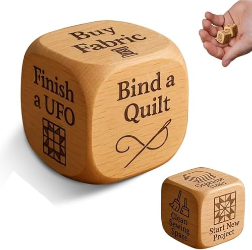Quilters Würfel, handgefertigte Entscheidungswürfel aus Holz mit 6 gravierten Nähaufgaben, lustiges Geschenk für Quilter, kreatives Werkzeug für Quilt-Projekte, Näher und Bastelliebhaber, um der von AFGQIANG
