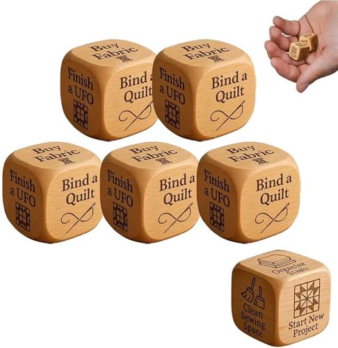 Quilters Würfel, handgefertigte Entscheidungswürfel aus Holz mit 6 gravierten Nähaufgaben, lustiges Geschenk für Quilter, kreatives Werkzeug für Quilt-Projekte, Näher und Bastelliebhaber, um der von AFGQIANG
