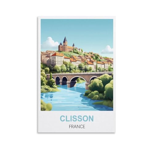 1000-teiliges Puzzle, Clisson France Posters Puzzle 1000-teiliges Holzpuzzle Lernspielzeug für Erwachsene und Kinder Familien-Dekompressionsspiel 52x38cm von AFHMZ