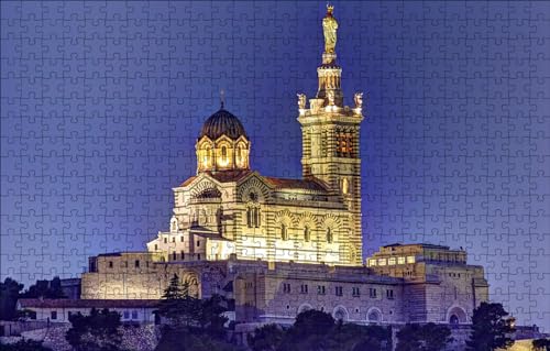1000-teiliges Puzzle, Erwachsenenpuzzle, Unmögliches Puzzle, Buntes Puzzle, Geschicklichkeitsspiel für die ganze Familie, Frankreich, Basilika, Marseille, Notre Dame de la Garde, 70x50CM 1000-teiliges Puzzle, Erwachsenenpuzzle, Unmögliches Puzzle, Buntes Puzzle, Geschicklichkeitsspiel für die ganze Familie, Frankreich, Basilika, Marseille, Notre Dame de la Garde, 70x50CM von AFHMZ