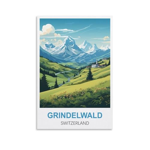1000-teiliges Puzzle, Grindelwald, Schweiz, Poster, Puzzle 1000 Teile für Erwachsene, Malpuzzle 1000 Teile, anspruchsvolles DIY-Puzzle für Erwachsene, 52 x 38 cm von AFHMZ