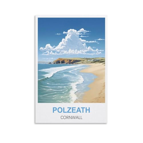 1000-teiliges Puzzle, Polzeath Cornwall-Poster für Kinder und Erwachsene, personalisiertes Puzzle-Spiel zum Zusammenbauen, 70 x 50 cm von AFHMZ