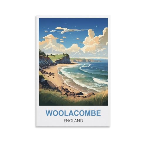 1000-teiliges Puzzle, Poster von Woolacombe, England, für Kinder und Erwachsene, personalisiertes Puzzle-Spiel zum Zusammenbauen, 70 x 50 cm von AFHMZ