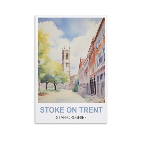1000-teiliges Puzzle, Stoke on Trent, Staffordshire-Poster, Puzzle, 1000-teiliges Holzpuzzle, Lernspielzeug für Erwachsene und Kinder, Familien-Dekompressionsspiel, 38 x 26 cm von AFHMZ