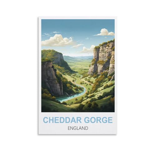 1000-teiliges Puzzle, Vintage-Poster der Cheddar Gorge in England für Erwachsene, Lernspiel, Herausforderungsspielzeug, 1000-teiliges Puzzle für Erwachsene und Kinder, 38 x 26 cm von AFHMZ