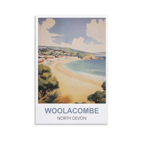 1000-teiliges Puzzle, Woolacombe North Devon Puzzle, 1000-teiliges Holzpuzzle, Lernspielzeug für Erwachsene und Kinder, Familien-Dekompressionsspiel, 52 x 38 cm von AFHMZ