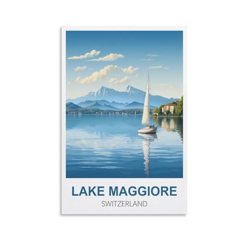 1000-teiliges Puzzle „Lake Maggiore, Schweiz“ für Kinder und Erwachsene, personalisiertes Puzzle-Spiel zum Zusammensetzen, 70 x 50 cm von AFHMZ