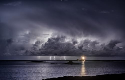 1000-teiliges Puzzle für Erwachsene | Puzzle 1000 Teile für Erwachsene, Geschenke, Meer, Gewitter, Leuchtturm, 70 x 100 cm von AFHMZ