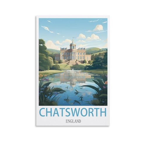 2000-teiliges Puzzle, Chatsworth England Poster Puzzle 2000 Teile Holzpuzzle Lernspielzeug für Erwachsene und Kinder Familiendekompressionsspiel 100x70CM von AFHMZ