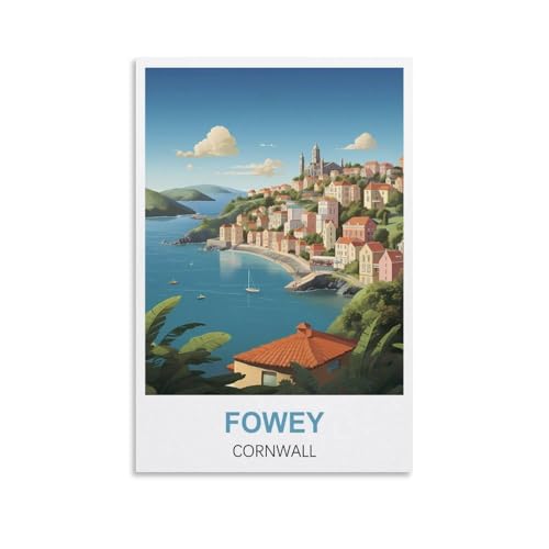 2000-teiliges Puzzle, Fowey Cornwall Poster Puzzle 2000 Teile Holzpuzzle Lernspielzeug für Erwachsene und Kinder Familiendekompressionsspiel 100x70CM von AFHMZ