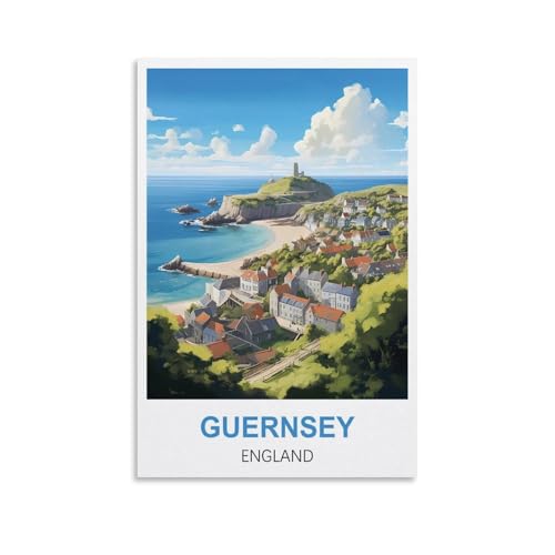 2000-teiliges Puzzle, Guernsey, England-Poster für Kinder und Erwachsene, personalisiertes Puzzle-Spiel zum Zusammenbauen, 100 x 70 cm von AFHMZ