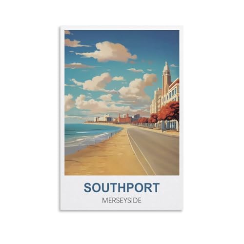 2000-teiliges Puzzle, Southport Merseyside-Poster, anspruchsvolles, schwieriges Puzzle, Lernspiel, Puzzles, Geschenke für Erwachsene, 100 x 70 cm von AFHMZ