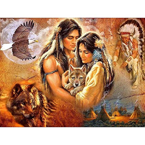 2000-teiliges Puzzle für Erwachsene und Kinder, Papierpuzzle, Indianer- und Wolfsadlertiere, interaktive Familienspiele, tolle Freizeitgestaltung im Urlaub, 100 x 70 cm von AFHMZ