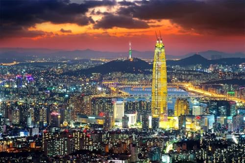 300 Teile Seoul Korea Großes Puzzle Puzzles für Erwachsene und Jugendliche Landschaftsserie 38x26CM von AFHMZ