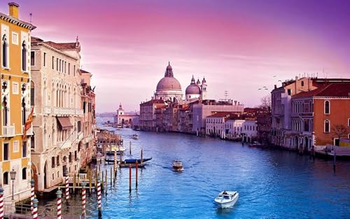 500 Teile Buntkunst-Puzzle, Spielzeug, Geschenke, Venedig, Canal Grande, Italien, Wasserstadt, schöne Landschaft, Lindenholz, 52 x 38 cm von AFHMZ