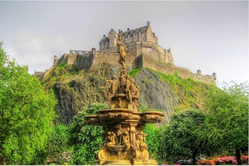 500 Teile Puzzle Edinburgh Castle Schottland Brunnen Klassisches Puzzle DIY Kit Spielzeug Wohnkultur A31 52x38CM von AFHMZ