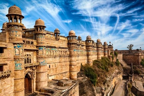 500 Teile Puzzle Gwalior Fort Madhya Pradesh Indien Fort unter dem Himmel 52x38CM von AFHMZ