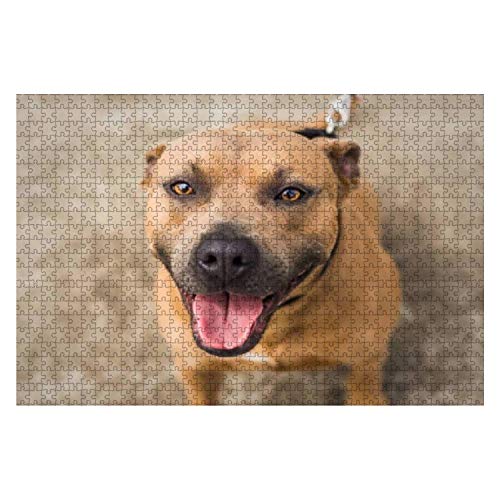 500-teiliges Puzzle, braun-schwarzer Hundemix oder Staffordshire Terrier, süßes, langlebiges Riesenpuzzle für Erwachsene, Druckpuzzles für Erwachsene, Lernspiele, Puzzles für Erwachsene, 52 x 38 cm von AFHMZ