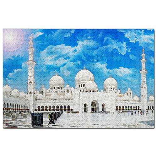 Abu Dhabi Puzzle 500 Teile Vereinigte Arabische Emirate Sheikh Zayed Grand Mosque Abu Dhabi Puzzlespiel Kunstwerk Reisesouvenir 52x38CM von AFHMZ