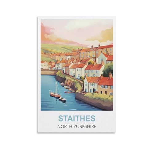 Anspruchsvolle Puzzles, Staithes North Yorkshire Posters Puzzle 1000 Teile für Erwachsene, anspruchsvolle Puzzlespiele 38 x 26 cm von AFHMZ