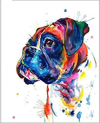 DIY Papierpuzzle Riesenholz Puzzle für Erwachsene Hund 1000 Teile Neues Aquarell Boxer Hundemodell 52x38CM von AFHMZ