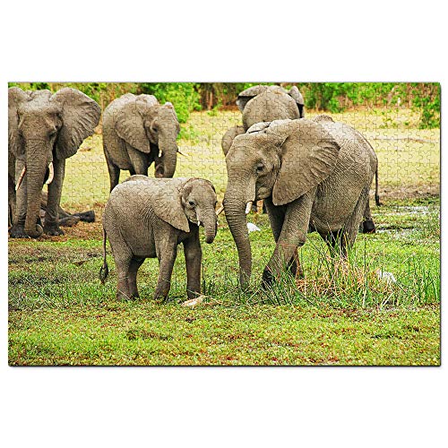 Elefanten-Puzzle, Moremi-Wildreservat, Botswana, 1000 Teile, Reisegeschenk, Souvenir, 38 x 26 cm von AFHMZ
