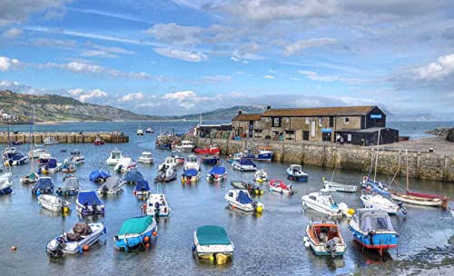 England Lyme Regis HDRI Natur Himmel Schiffe Pier Fluss Boote, 2000-teiliges Puzzle für Erwachsene (75 x 50 cm) 70 x 100 cm von AFHMZ