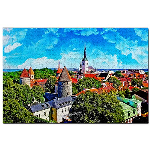 Estland Puzzle 100 Teile Altstadt von Tallinn Estland Puzzlespiel Kunstwerk Reisesouvenir 45,5x35,5CM von AFHMZ