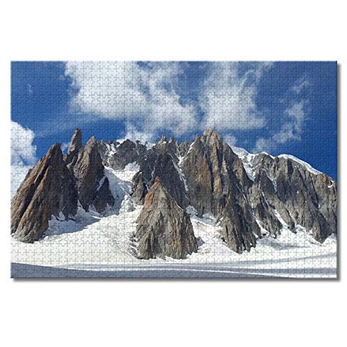 Frankreich Mt. Blanc Chamonix Alpen Puzzle für Erwachsene und Kinder, 1000 Teile, Puzzlespiel als Geschenk, Heimdekoration, besondere Reisesouvenirs, 70 x 50 cm von AFHMZ
