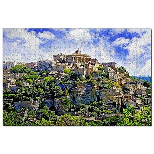 Frankreich Puzzle 500 Teile Frankreich Steinstadt Gordes Provence Puzzlespiel Kunstwerk Reisesouvenir 52x38CM von AFHMZ