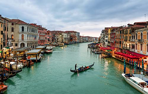 Geburtstagsspiele Puzzle für Erwachsene 100 Teile Stadt Meer Himmel Gebäude Boot Gondel Canal Grande Venedig Italien 45,5x35,5CM von AFHMZ
