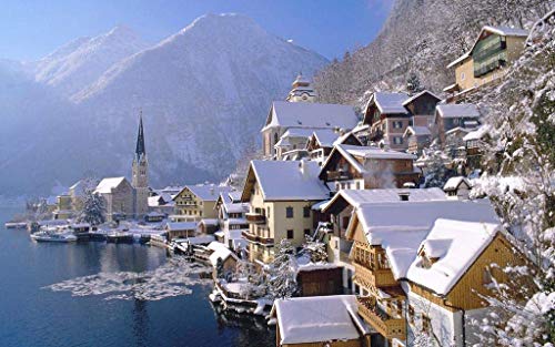 Hallstatt-Stadt, Schneeszene, Puzzlespiele, Puzzle 2000 Teile für Erwachsene, Spiele für Erwachsene, Jugendliche und Kinder, 70 x 100 cm von AFHMZ