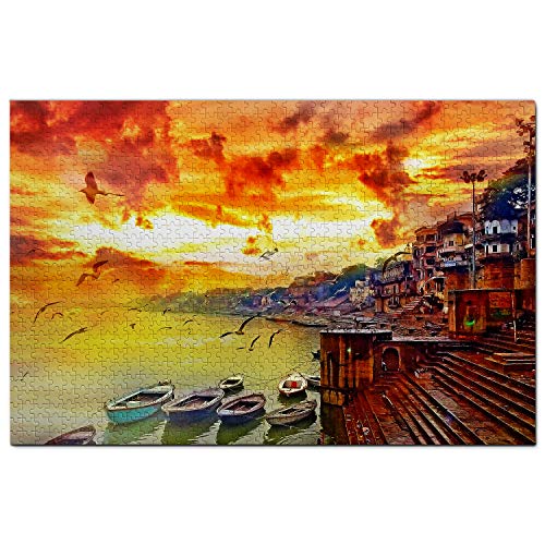 Indien-Puzzle, 200 Teile, Indien, Ganges-Fluss, Varanasi, Puzzlespiel, Kunstwerk, Reise-Souvenir, 35 x 25 cm Indien-Puzzle, 200 Teile, Indien, Ganges-Fluss, Varanasi, Puzzlespiel, Kunstwerk, Reise-Souvenir, 35 x 25 cm von AFHMZ