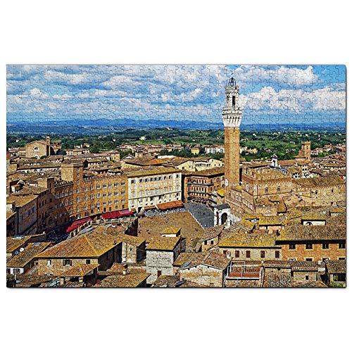 Italien Feldplatz Mangia Turm Siena Puzzle 1000 Teile Spiel Kunstwerk Reise Souvenir 70x50CM von AFHMZ