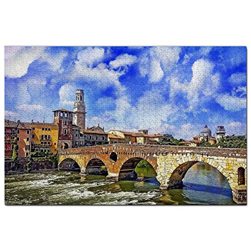 Italien-Puzzle, 300 Teile, Italien-Brücke, Verona, Puzzlespiel, Kunstwerk, Reise-Souvenir, 38 x 26 cm Italien-Puzzle, 300 Teile, Italien-Brücke, Verona, Puzzlespiel, Kunstwerk, Reise-Souvenir, 38 x 26 cm von AFHMZ