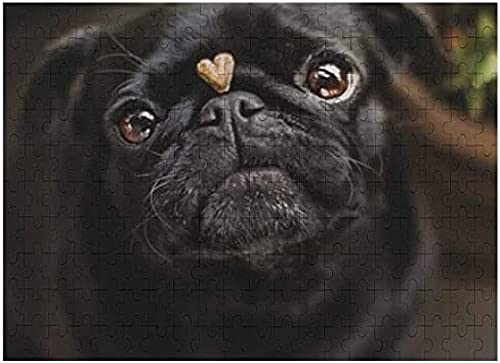Lustiges Tier-Puzzle mit schwarzem Mops, 500 Teile, für Erwachsene, Kinder und Jugendliche, individuelles Fotopuzzle, Familienspiele, Lernspielzeug, Puzzle, 52 x 38 cm von AFHMZ