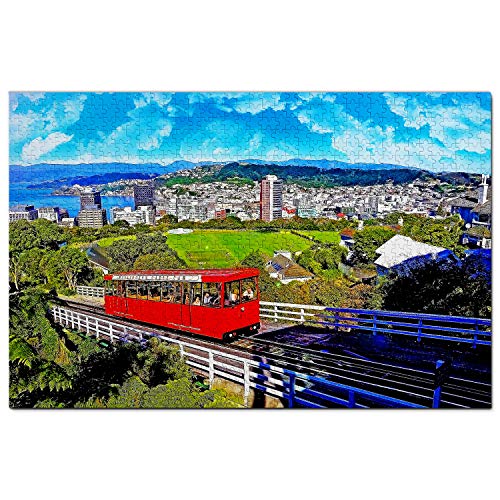 Neuseeland-Puzzle, 100 Teile, Neuseeland, Wellington-Seilbahn, Puzzlespiel, Kunstwerk, Reisesouvenir, 45,5 x 35,5 cm von AFHMZ