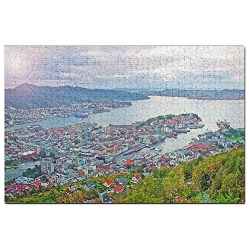 Norwegen Puzzle 1000 Teile Norwegen Bergen Puzzle Spiel Kunstwerk Reise Souvenir 52x38CM von AFHMZ
