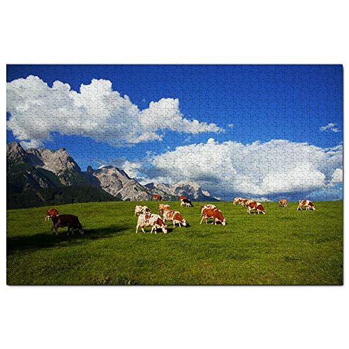 Österreichische Almweide Kuh Puzzle 1000 Teile Spiel Kunstwerk Reise Souvenir 100x70CM von AFHMZ