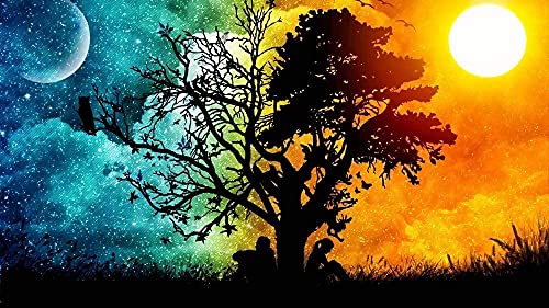 Puzzle 100 Teile für Erwachsene, Holz, Sonne, Mond, Baum, Kinder, Kunst, DIY, Freizeitspiel, lustiges Spielzeug, Geschenk, geeignet für Familie und Freunde, 45,5 x 35,5 cm Puzzle 100 Teile für Erwachsene, Holz, Sonne, Mond, Baum, Kinder, Kunst, DIY, Freizeitspiel, lustiges Spielzeug, Geschenk, geeignet für Familie und Freunde, 45,5 x 35,5 cm von AFHMZ