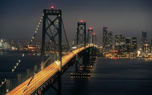 Puzzle 1000 Teile San Francisco Lichtspuren Pier Stadt Nachtansicht 70x50CM von AFHMZ