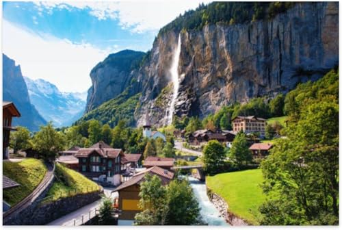 Puzzle 1000 Teile für Erwachsene Lauterbrunnental Schweiz Sommer Berg Europäische Landschaft Puzzlespiel für Familienpuzzle Lernspiele 52x38CM Puzzle 1000 Teile für Erwachsene Lauterbrunnental Schweiz Sommer Berg Europäische Landschaft Puzzlespiel für Familienpuzzle Lernspiele 52x38CM von AFHMZ
