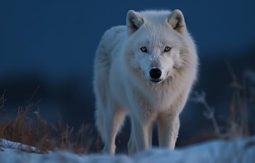 Puzzle 2000 Teile, Weißer Schneewolf Steht in der Abenddämmerung, Puzzle, Heimdekoration, 100 x 70 cm von AFHMZ