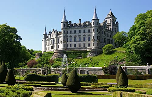 Puzzle 500 Teile Stadtpark Schloss Schottland Brunnen Sutherland Dunrobin 52x38CM von AFHMZ