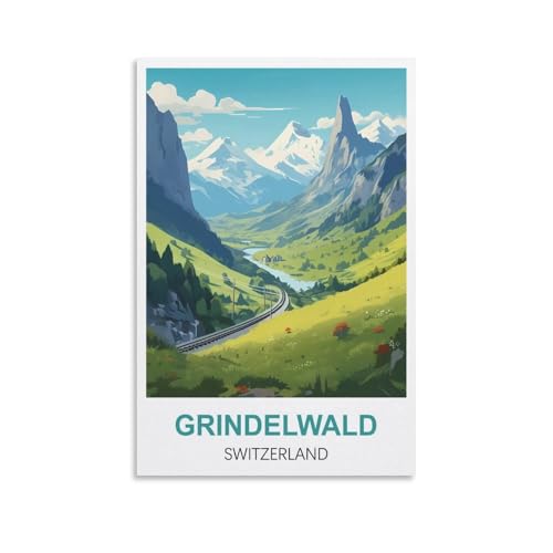 Puzzle Grindelwald Schweiz für Erwachsene, Lernspiel, Herausforderungsspielzeug, 2000 Teile, Puzzle für Erwachsene und Kinder, Lernspiele, Heimdekoration, 100 x 70 cm von AFHMZ