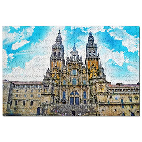 Puzzle Spanien 100 Teile Spanien Santiago de Compostela Puzzlespiel Kunstwerk Reisesouvenir 45,5 x 35,5 cm von AFHMZ