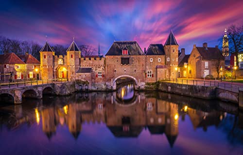 Puzzle für Erwachsene, 500 Teile, niederländische Festung Amersfoort am Fluss, Klassische Puzzles, 52 x 38 cm von AFHMZ